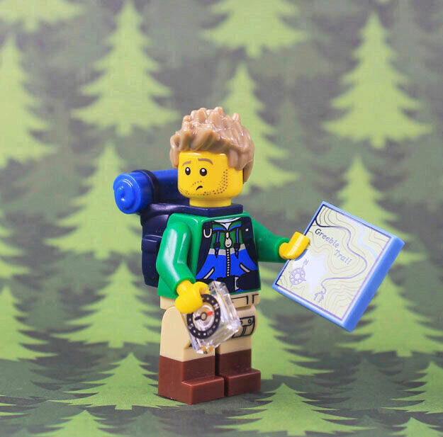 a lost Lego hiker